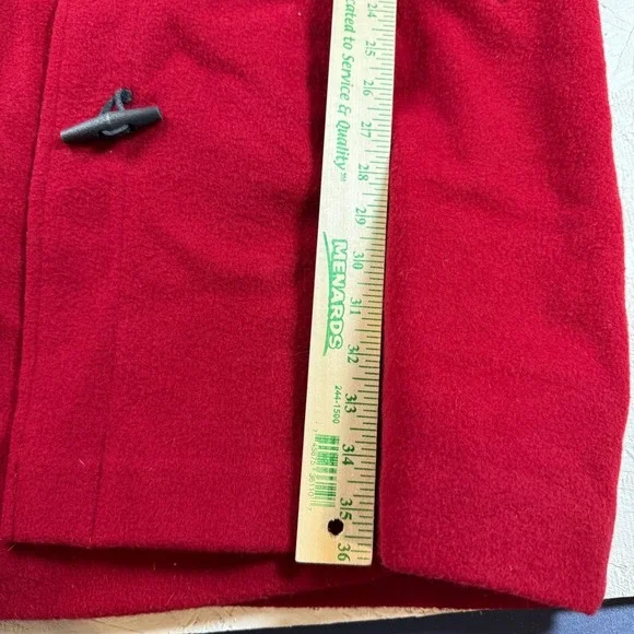 Red Hooded Women's Wool Coat - Picture 9 of 9